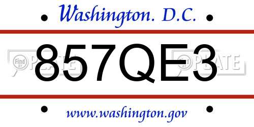 857QE3 District Of Columbia License Plate