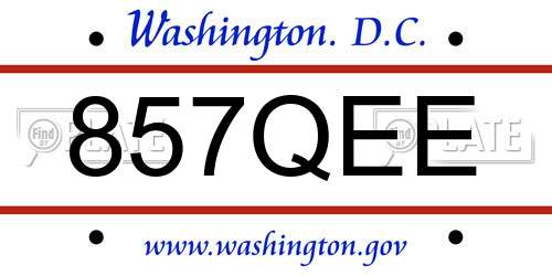 857QEE District Of Columbia License Plate