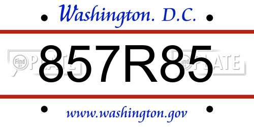 857R85 District Of Columbia License Plate