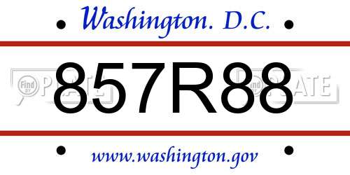 857R88 District Of Columbia License Plate