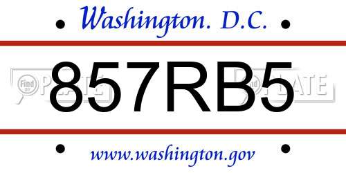 857RB5 District Of Columbia License Plate