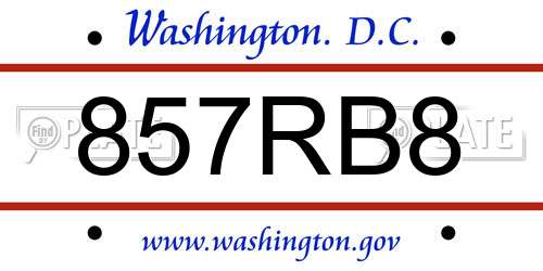 857RB8 District Of Columbia License Plate