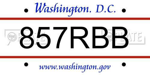 857RBB District Of Columbia License Plate