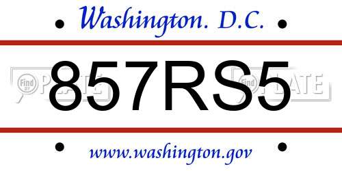 857RS5 District Of Columbia License Plate