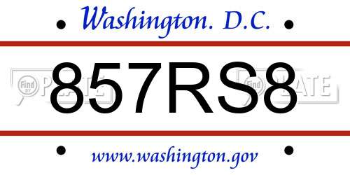 857RS8 District Of Columbia License Plate