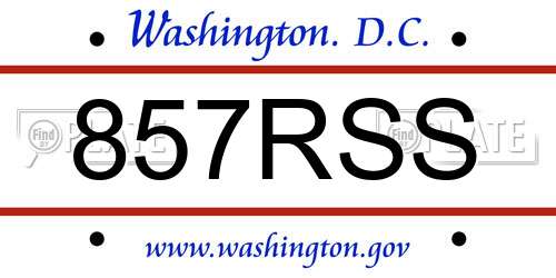 857RSS District Of Columbia License Plate
