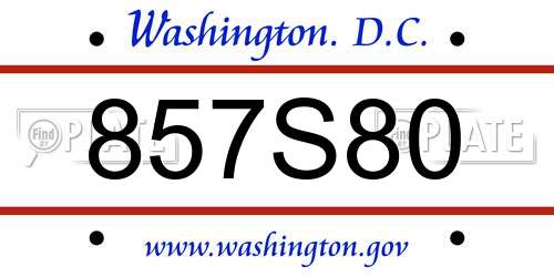 857S80 District Of Columbia License Plate