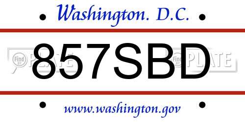 857SBD District Of Columbia License Plate