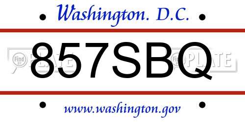 857SBQ District Of Columbia License Plate