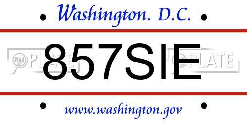 857SIE District Of Columbia License Plate