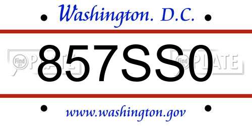857SS0 District Of Columbia License Plate