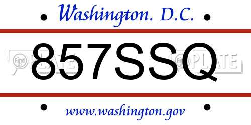 857SSQ District Of Columbia License Plate