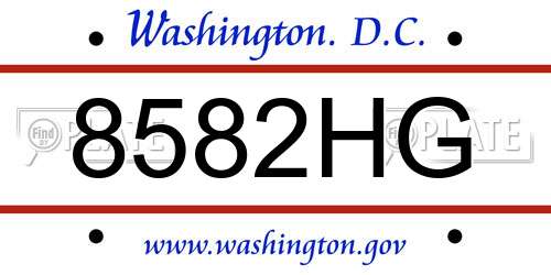 8582HG District Of Columbia License Plate