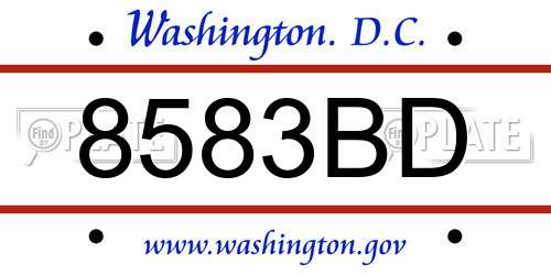 8583BD District Of Columbia License Plate