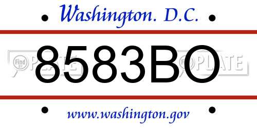 8583BO District Of Columbia License Plate