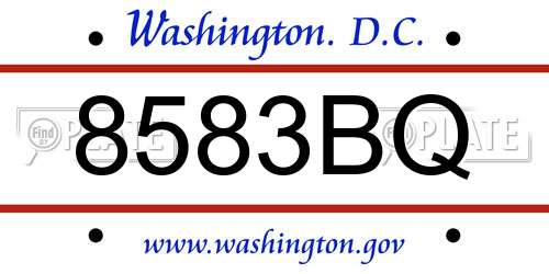 8583BQ District Of Columbia License Plate