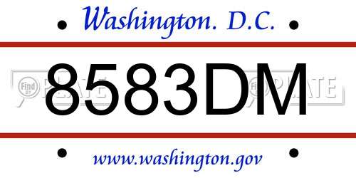 8583DM District Of Columbia License Plate