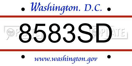8583SD District Of Columbia License Plate
