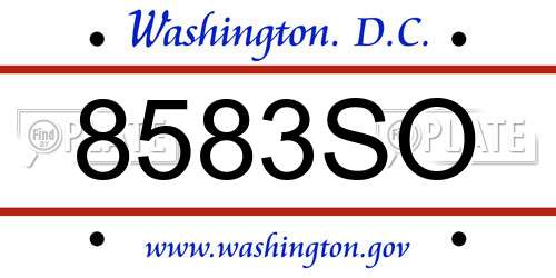 8583SO District Of Columbia License Plate