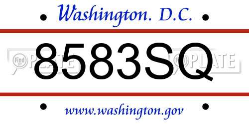 8583SQ District Of Columbia License Plate