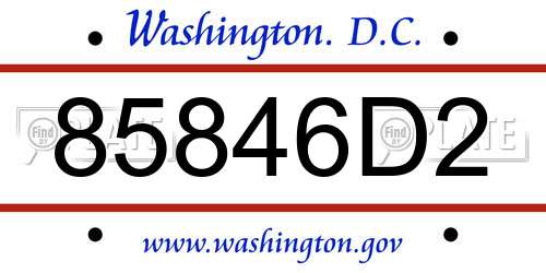85846D2 District Of Columbia License Plate