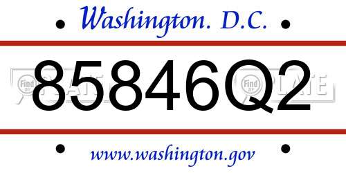 85846Q2 District Of Columbia License Plate