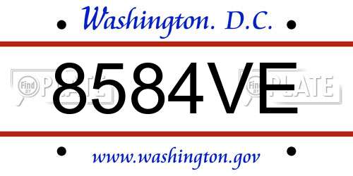 8584VE District Of Columbia License Plate