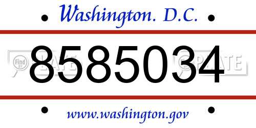 8585034 District Of Columbia License Plate