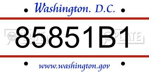 85851B1 District Of Columbia License Plate