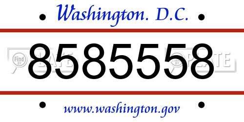 8585558 District Of Columbia License Plate