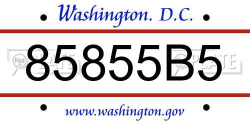 85855B5 District Of Columbia License Plate