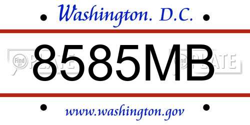 8585MB District Of Columbia License Plate