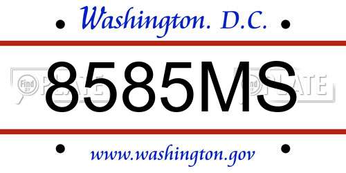 8585MS District Of Columbia License Plate