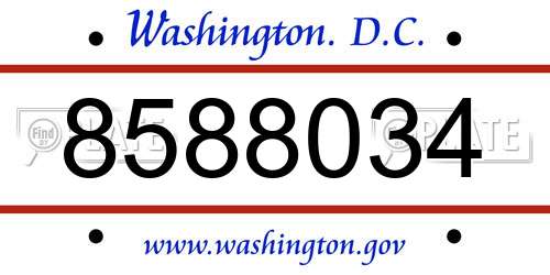 8588034 District Of Columbia License Plate