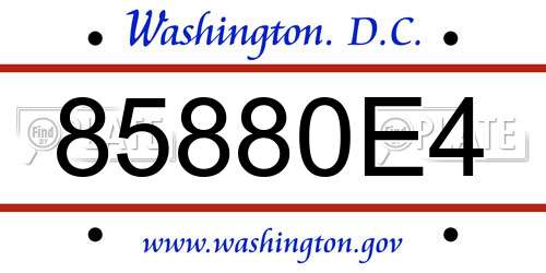 85880E4 District Of Columbia License Plate