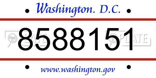 8588151 District Of Columbia License Plate
