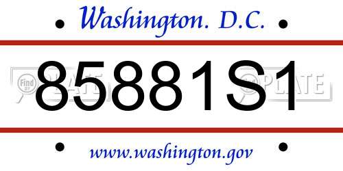 85881S1 District Of Columbia License Plate