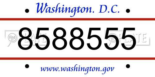 8588555 District Of Columbia License Plate