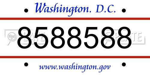 8588588 District Of Columbia License Plate