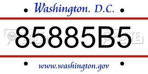 85885B5 District Of Columbia License Plate
