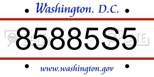 85885S5 District Of Columbia License Plate