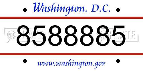 8588885 District Of Columbia License Plate