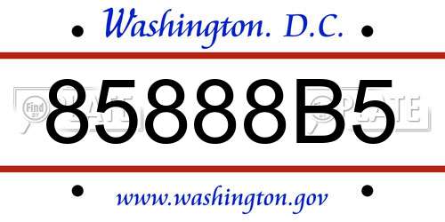 85888B5 District Of Columbia License Plate
