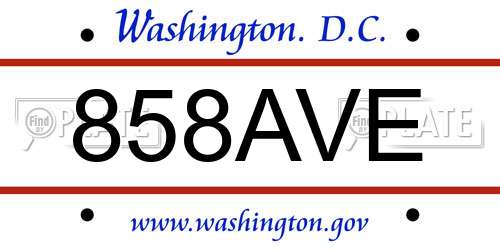 858AVE District Of Columbia License Plate
