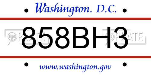 858BH3 District Of Columbia License Plate