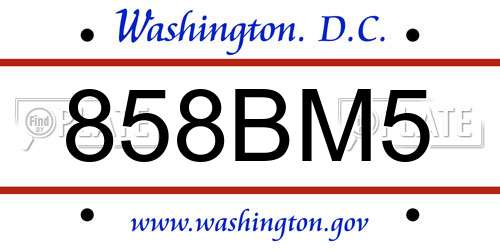 858BM5 District Of Columbia License Plate
