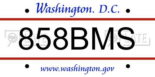858BMS District Of Columbia License Plate