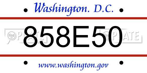 858E50 District Of Columbia License Plate