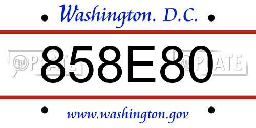 858E80 District Of Columbia License Plate