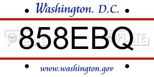 858EBQ District Of Columbia License Plate